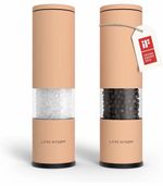LARS NYSØM Salt and Pepper Grinder Set Manual,Stainless Steel Salt .Creamy Peach