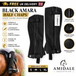 HALF CHAPS HORSE RIDING EQUESTRIAN BLACK AMARA SMALL / MEDIUM / LARGE / XL BNWT
