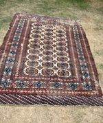Antique Turkmen Bokhara Hand-Knotted Wool Rug 185 x 123cm Gul Motifs