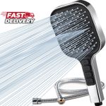 HOAENTSA Shower Head and 2M Hose Set High-Pressure 7+1 Modes Silver