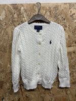 Polo Ralph Lauren Girls White Cable Knit Cotton Button Cardigan 2/2T Toddler