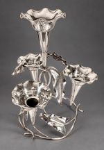 Stunning Mappin & Webb Art Nouveau Silver Plated Four Trumpet Flower Epergne