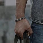 Solid 925 Sterling Silver Men’s Viking Bangle Bracelet Adjustable & Gift Bag