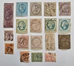 Queen Victoria QV British Inland Revenue One Penny Collect Stamps Vintage Lot 53