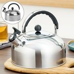 2L Stainless Steel Whistling Camping Kettle Cordless Gas Hob Kitchen Teapot UK