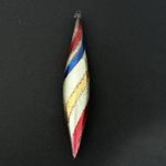 Vintage Fantasia Poland Glass Striped Icicle Teardrop Christmas Ornament 6.5”