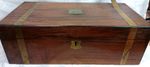 Victorian Walnut Writing Slope Brass Bound Lap Desk Antique Inscription 1882