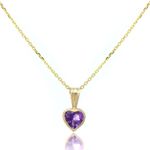 9ct Gold Gemstone Heart Pendant Amethyst