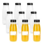 TEC 250ML Juice Bottles with Lids UK Made 30% Recycled Plastic Round Black Lids
