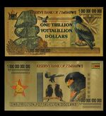 Zimbabwe 1 Trillion Yottalillion Dollars Gold Foil Banknote Reserve Bank
