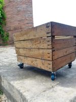 Vintage Wooden Apple Fruit Crate Box Shabby Chic Storage - WITH WHEELS & HANDLES