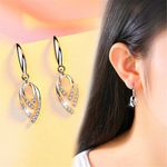 925 Sterling Silver Crystal Leave Drop Hook Earrings Womens Girls Jewellery Gift