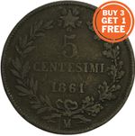 5 ITALIAN CENTESIMI 1861-1867 WITH MINT MARKS - CHOOSE THE DATE - ITALY