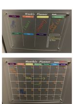Set of 2 Acrylic Magnetic Fridge Calendars Dry Erase, Weekly and Monthly 40x30cm
