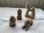 Vintage Set 4 Cute Ceramic Poodle Figurines