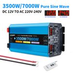 3500W 7000W Pure Sine Wave Power Inverter DC 12V to AC 240V Car RV Converter USB
