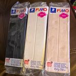 STAEDTLER FIMO soft polymer clay. 454g bundle of 3. Black/white & pale pink.new.