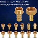 Hose tail adapter Brass 1/2" 3/4" BSP female Male to 6/8/10/12/14/16/25mm tube
