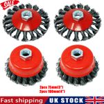 4x Twist Knot Wire Wheel Cup Brush Set M14 For Angle Grinder Metal Rust Remover