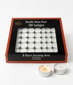 100 Tea Night Lights Candles 8 HOUR LONG BURN Unscented Tealights Nightlight 8HR