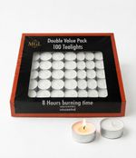 100 Tea Night Lights Candles 8 HOUR LONG BURN Unscented Tealights Nightlight 8HR