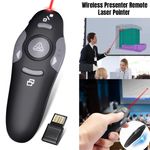 Wireless Presenter Remote with Laser Pointer USB Control for PPT, Google Slid