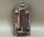 Arts And Crafts Copper Green Enamel Candle Wall Sconce Antique Victorian C1880