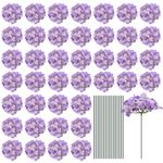 30 Set Silk Hydrangea Flowers Light Purple Artificial Flowers for Wedding