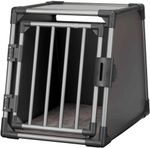Trixie Transport Box Aluminium Dog Boot Crate Mobile Pet Carrier Medium Grey