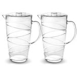 HEFTMAN Clear Swirl Acrylic Plastic Jugs with Lid Vented Spout Party 2L (2 Pack)