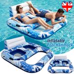 Inflatable Pocket Lounger Lilo Fashion Designer Float Swimming Pool Air Bed Mat