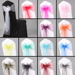 10PCS Organza Sashes Chair Cover Bow Sash WIDER FULLER BOWS Wedding Party