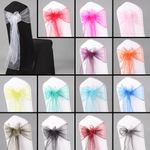 Organza Sashes Chair Cover Bow Sash WIDER FULLER BOWS Wedding Party