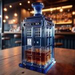 Retro Glass Phone Booth Whiskey Bottle Rack Creative Home Bar Decor Gift