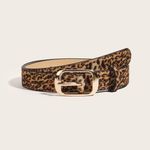 Women Retro Fashion Leopard Alloy Buckle Waist Belt Adjustable Belts Pu Leather