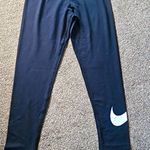Nike Women’s Black Ankle Leggings L Swoosh Logo Stretch Gym Running
