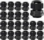 20Pcs PG19 Waterproof Cable Gland 12-16mm Black Plastic with Gaskets