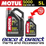 Motul 5000 10W-40 4T Motorcycle Engine Oil 10W40 4L + 1L FREE = 5 Litres 5L