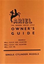 Ariel Motorcycle Owners Guide 350 500 NH VH Red Hunter VB 600 Manual 1956-1960