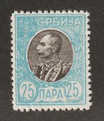1905 Serbia, Sc# 92 - 25 NAPA . Royalty, King Peter I. MNH Est$9.25