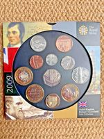 2009 Royal Mint 11 Coin set,  including Darwin and Burns £2, Kew Gardens 50p