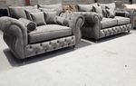 New | Rio Chesterfield |3+2 Sofa | With Cushions | Dark Grey | Extra Pillows