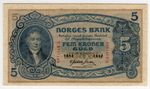 Norway, Norges Bank 5 Kroner Guld 1942 King Oscar II /Haakon VII P7c