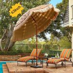 63" Thatched Tiki Umbrella Beach Patio Garden Straw Parasol with Tripod Base