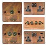 G&H Flat Plate Tarnished Copper FTC3 Light Switches, Plug Sockets, USB, Toggles