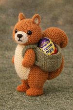 Red Squirrel Knitting Pattern Only Choc cover Bunny Easter Creme Egg Gift