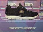 SKECHERS WOMENS TRAINERS BLACK SUMMITS LADIES MEMORY FOAM SLIP-ON WALKING SHOES