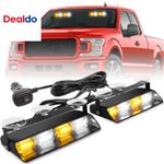 48 LED Emergency Dash Strobe Lights Amber White Warning Light Bar 12V