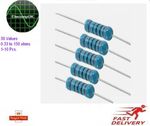 2 WATT METAL FILM RESISTORS. 1%. 0.33 ohms to 150 ohms. 36 VALUES. 1-10 Pcs.