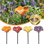 Decorative Handmade Metal Flower Garden Stake with Bee Bath 20CM S-SIZE